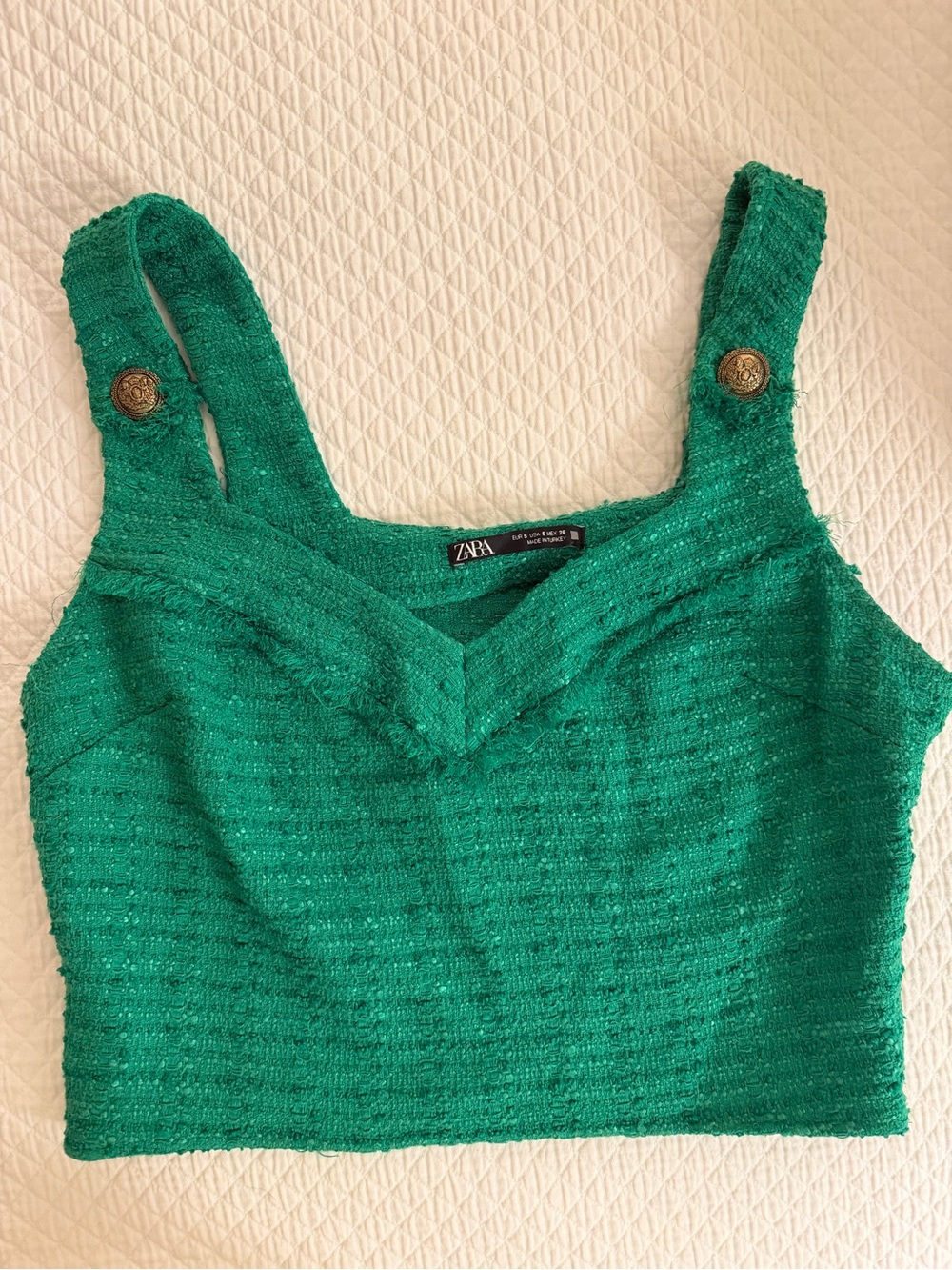 ZARA Emerald Green Textured Cropped Tank